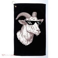Funny GOAT Pixel Sunglasses Meme Golf Towel thumb 0