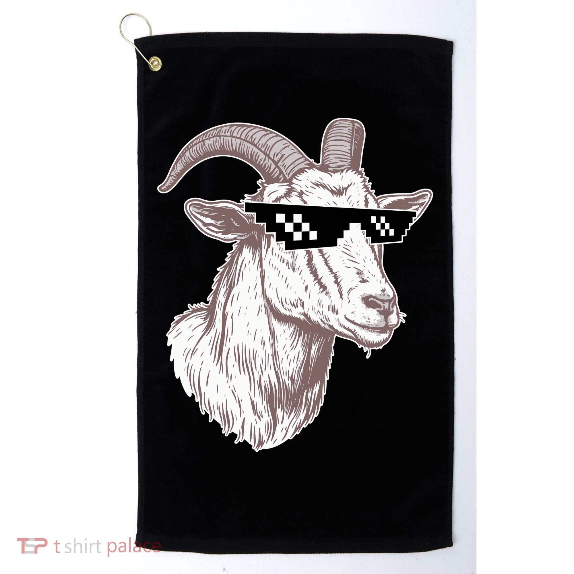 Funny GOAT Pixel Sunglasses Meme Golf Towel