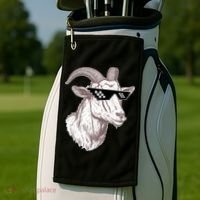 Funny GOAT Pixel Sunglasses Meme Golf Towel thumb 2