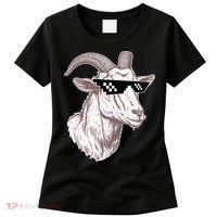 Funny GOAT Pixel Sunglasses Meme Women's T-Shirt thumb 0