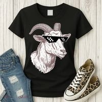 Funny GOAT Pixel Sunglasses Meme Women's T-Shirt thumb 3