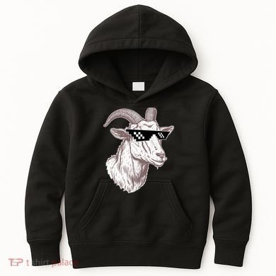 Funny GOAT Pixel Sunglasses Meme Kids Hoodie