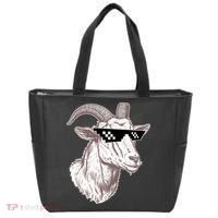 Funny GOAT Pixel Sunglasses Meme Tote Bag thumb 0