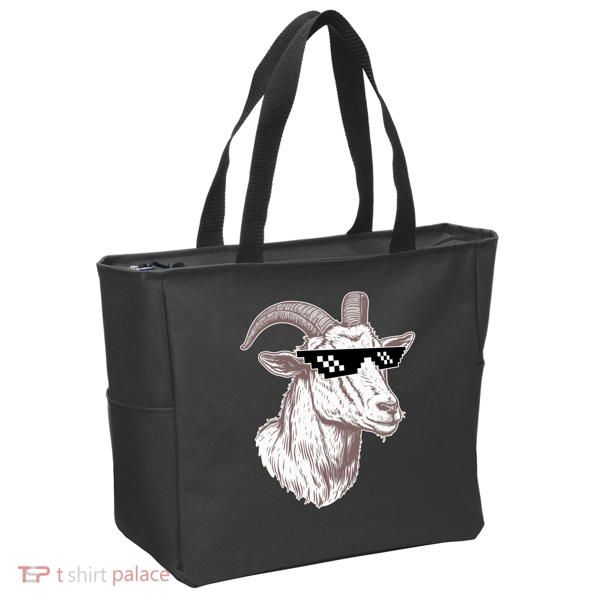 Funny GOAT Pixel Sunglasses Meme Tote Bag
