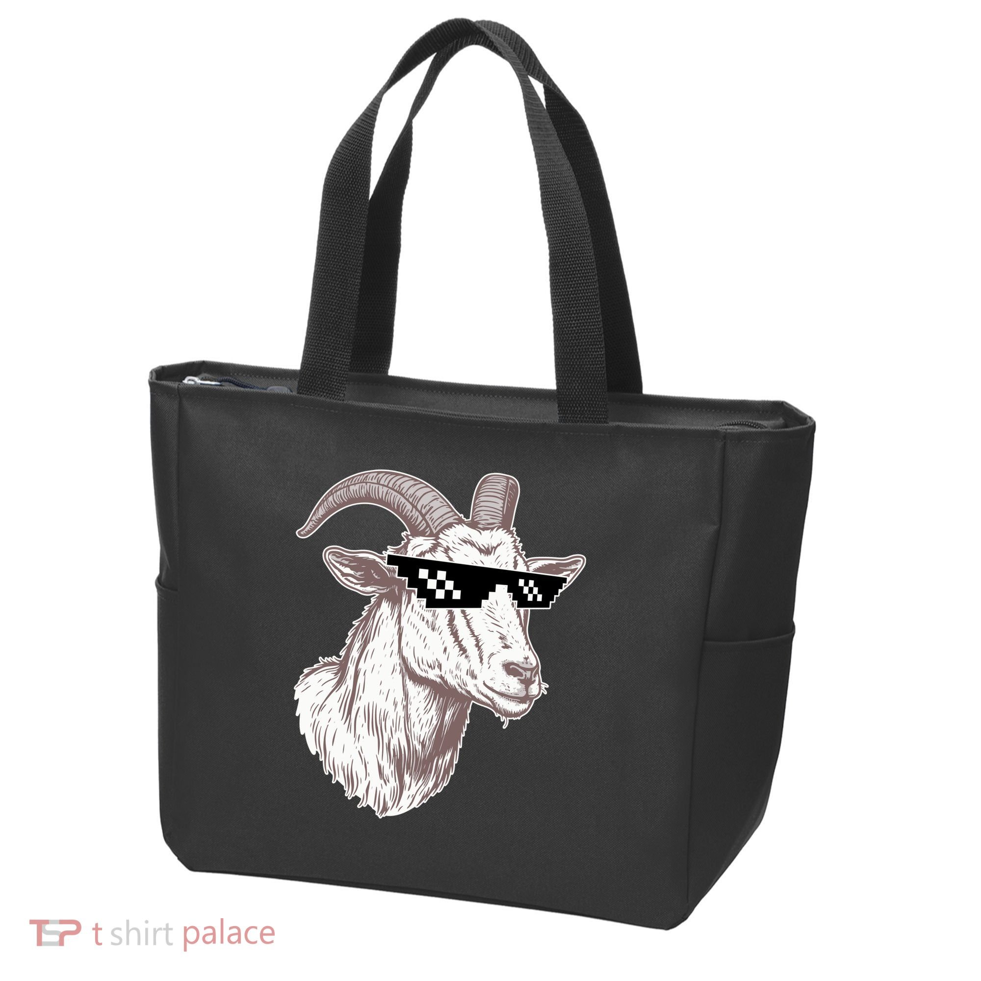 Funny GOAT Pixel Sunglasses Meme Tote Bag