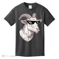 Funny GOAT Pixel Sunglasses Meme Kids T-Shirt thumb 0