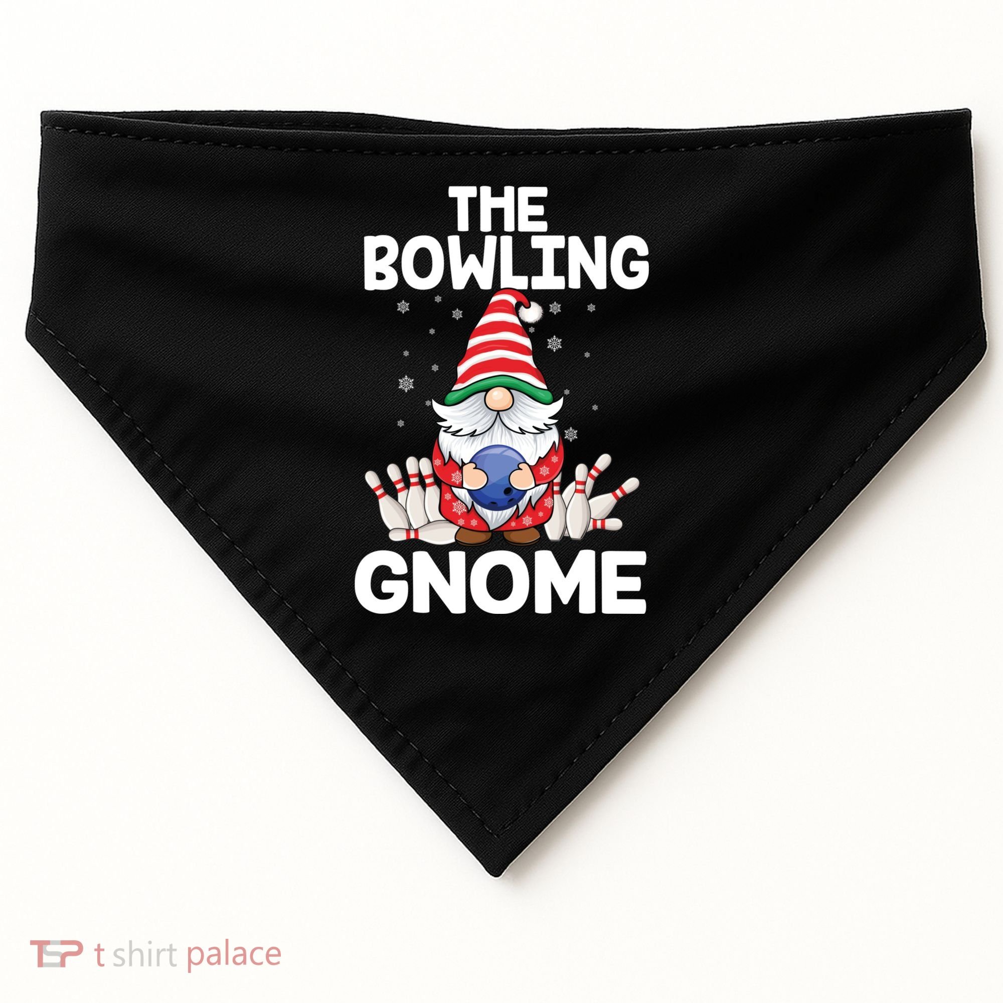 Funny Gnome Pajamas Bowling Gnome Xmas Cute Christmas Gnome USA-Made Doggie Bandana