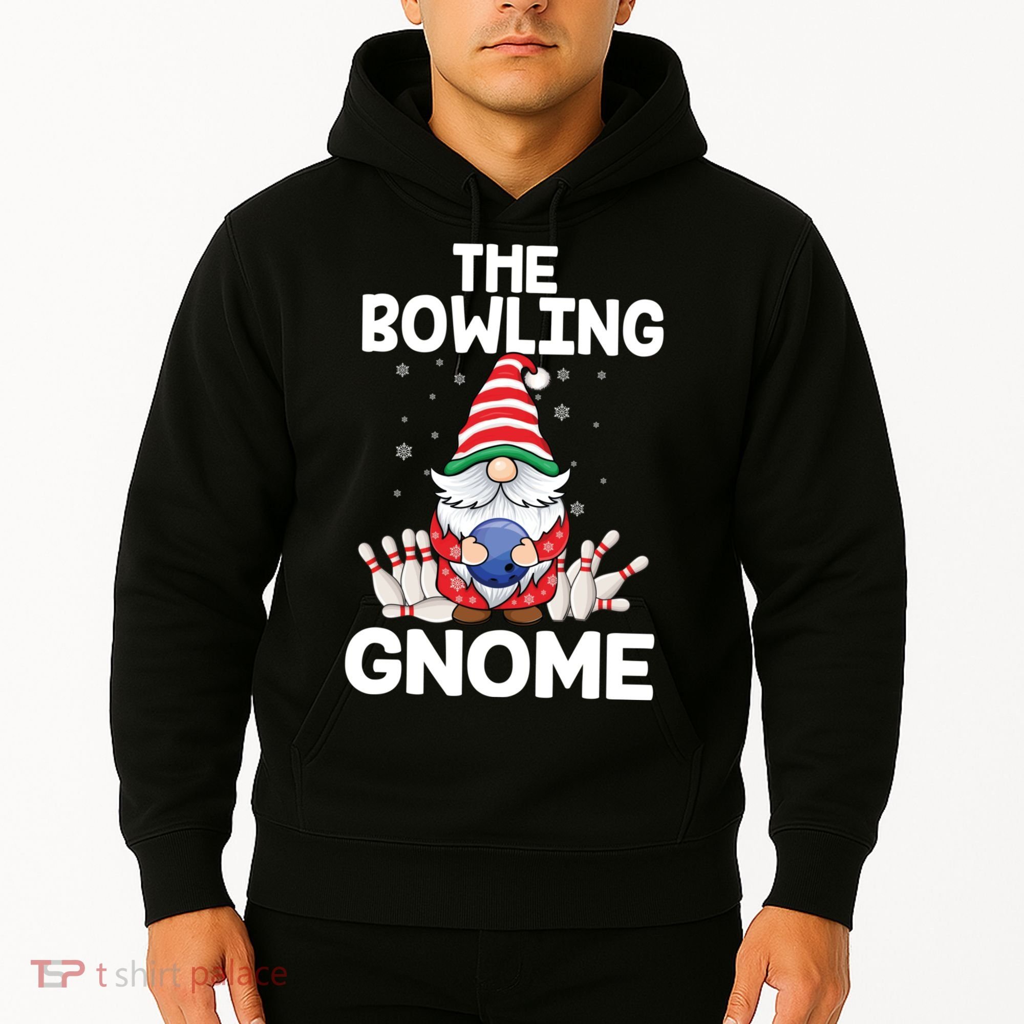 Funny Gnome Pajamas Bowling Gnome Xmas Cute Christmas Gnome Hoodie