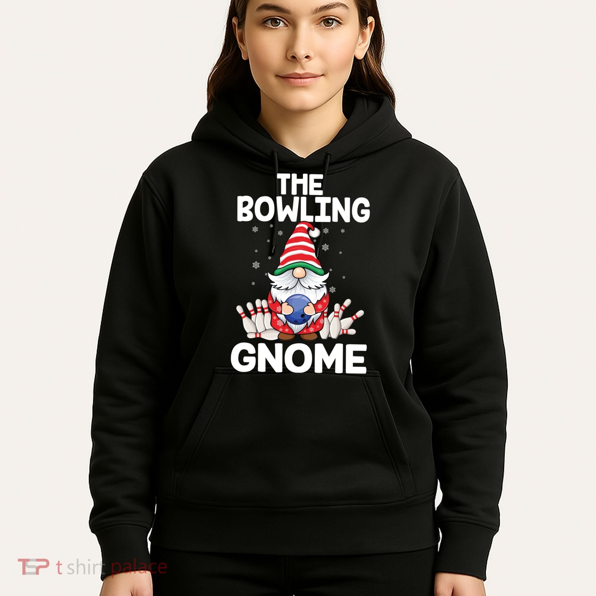 Funny Gnome Pajamas Bowling Gnome Xmas Cute Christmas Gnome Hoodie