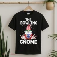 Funny Gnome Pajamas Bowling Gnome Xmas Cute Christmas Gnome T-Shirt thumb 2