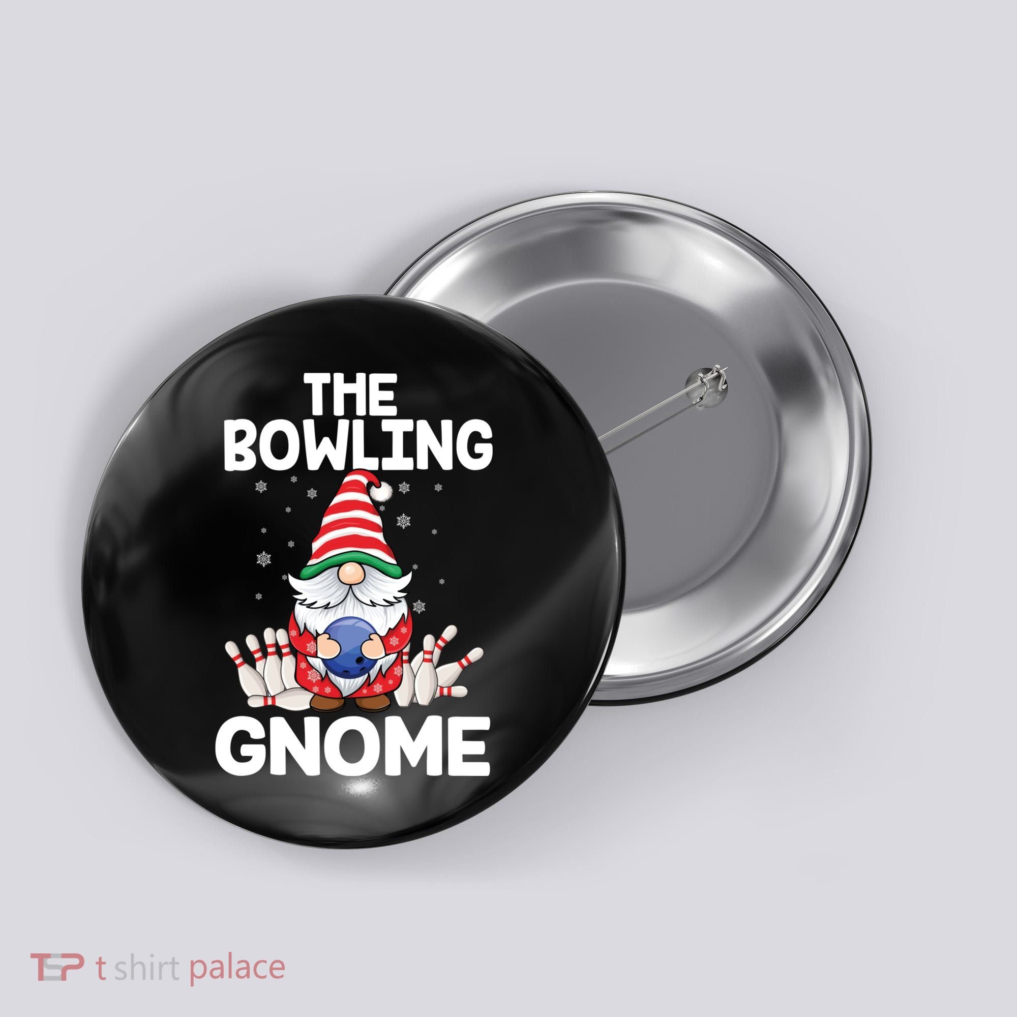 Funny Gnome Pajamas Bowling Gnome Xmas Cute Christmas Gnome Button