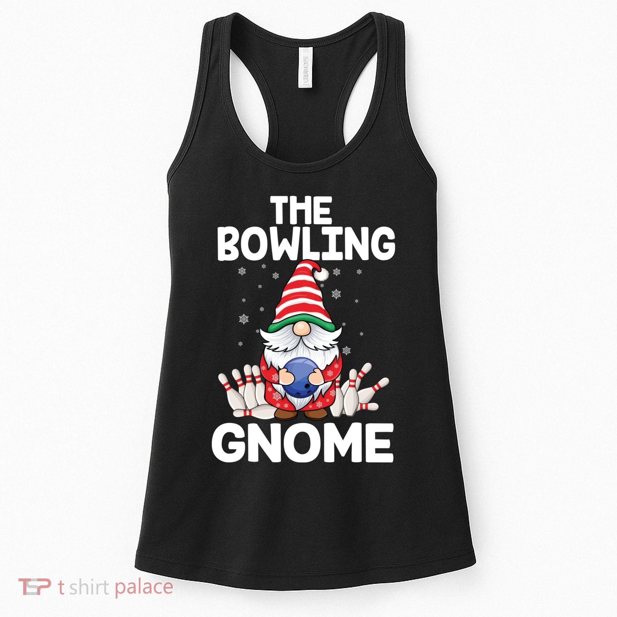 Funny Gnome Pajamas Bowling Gnome Xmas Cute Christmas Gnome Women's Tank Top