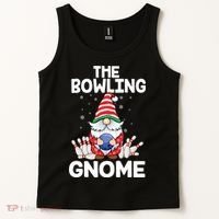 Funny Gnome Pajamas Bowling Gnome Xmas Cute Christmas Gnome Tank Top thumb 2