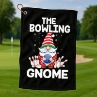 Funny Gnome Pajamas Bowling Gnome Xmas Cute Christmas Gnome Golf Towel thumb 1