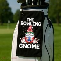 Funny Gnome Pajamas Bowling Gnome Xmas Cute Christmas Gnome Golf Towel thumb 2