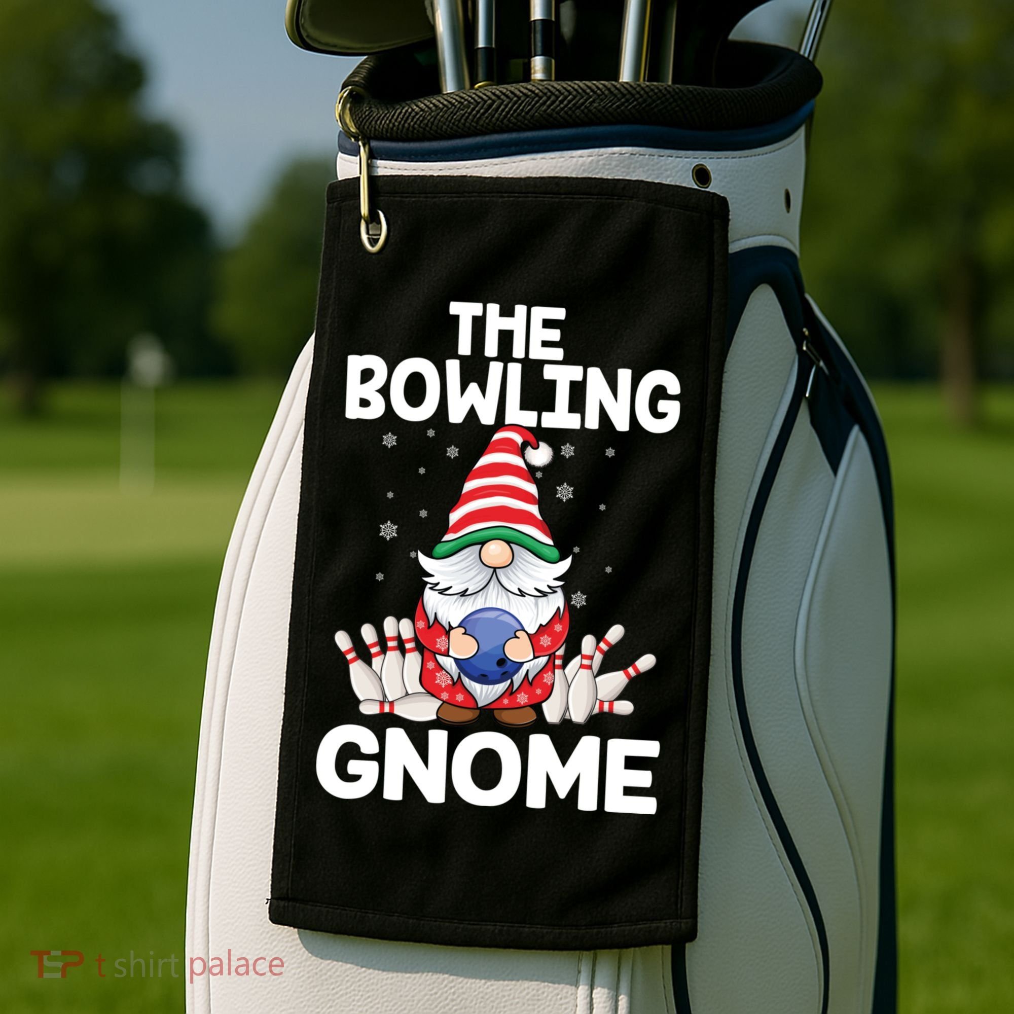 Funny Gnome Pajamas Bowling Gnome Xmas Cute Christmas Gnome Golf Towel