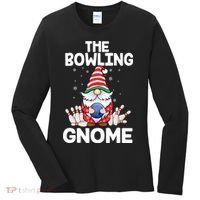 Funny Gnome Pajamas Bowling Gnome Xmas Cute Christmas Gnome Women's Long Sleeve Shirt thumb 0
