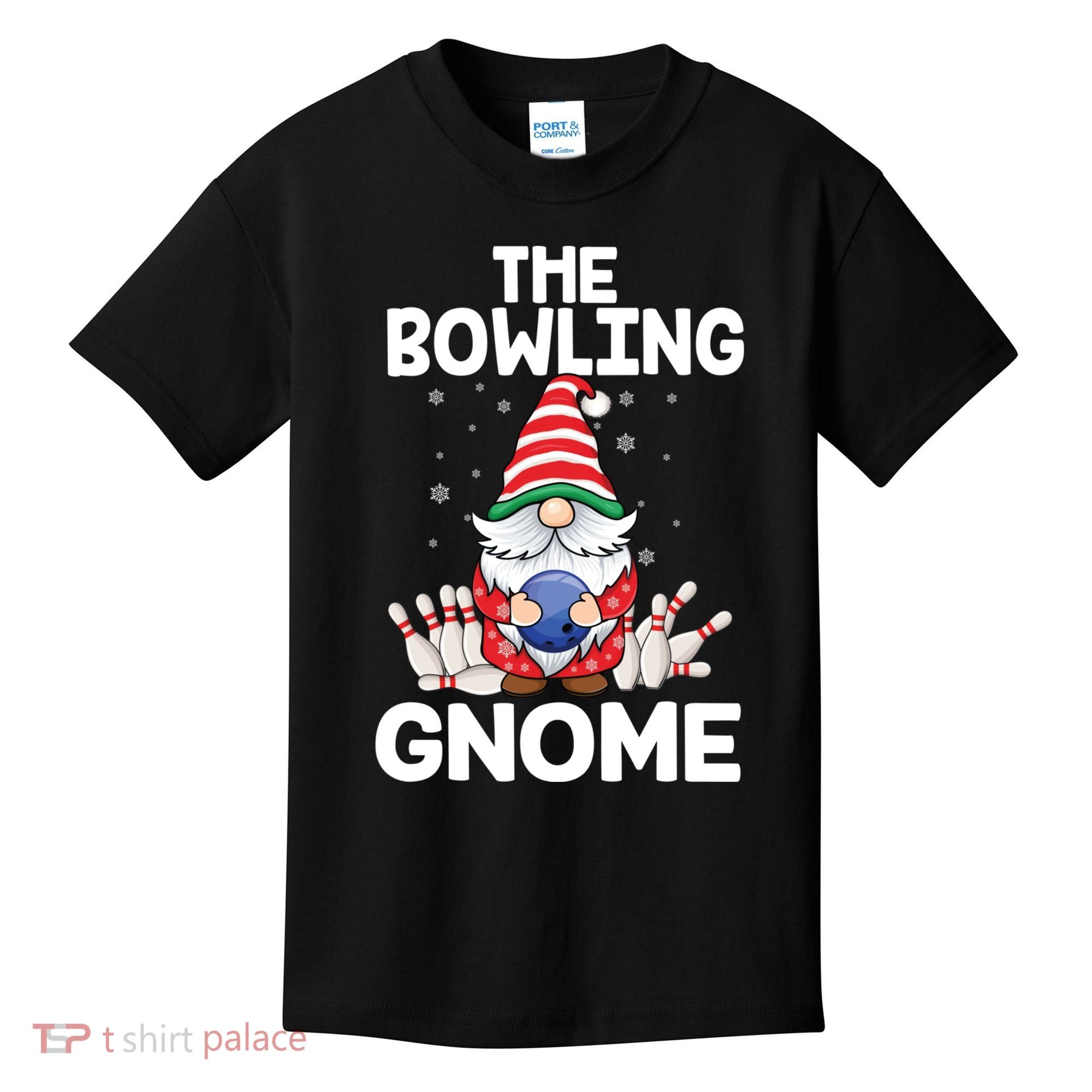 Funny Gnome Pajamas Bowling Gnome Xmas Cute Christmas Gnome Kids T-Shirt