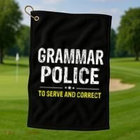 funny Grammar Police Costume Idea Golf Towel thumb 1
