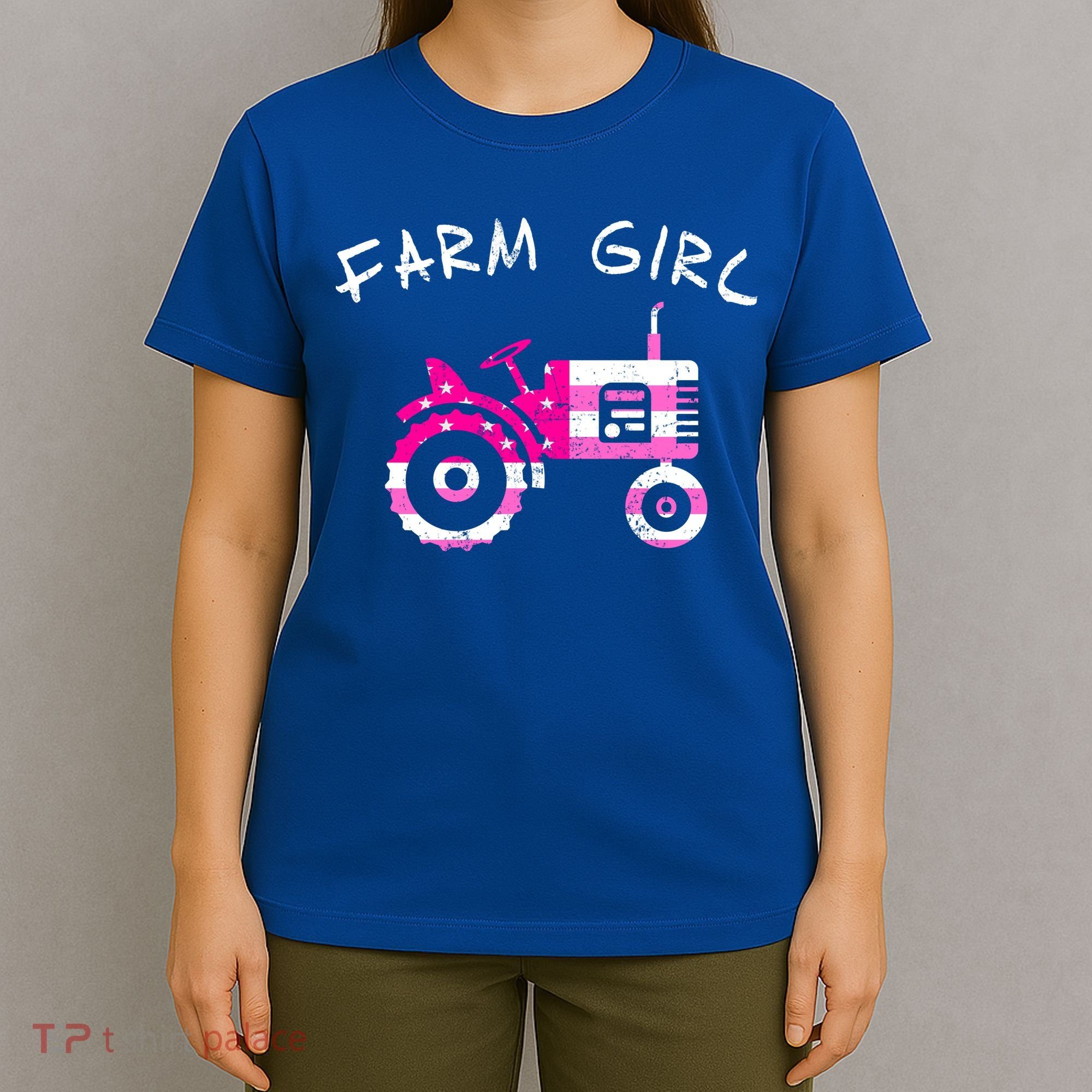 Farm Girl Pink Vintage Tractor Cool Gift Womens Gift T-Shirt