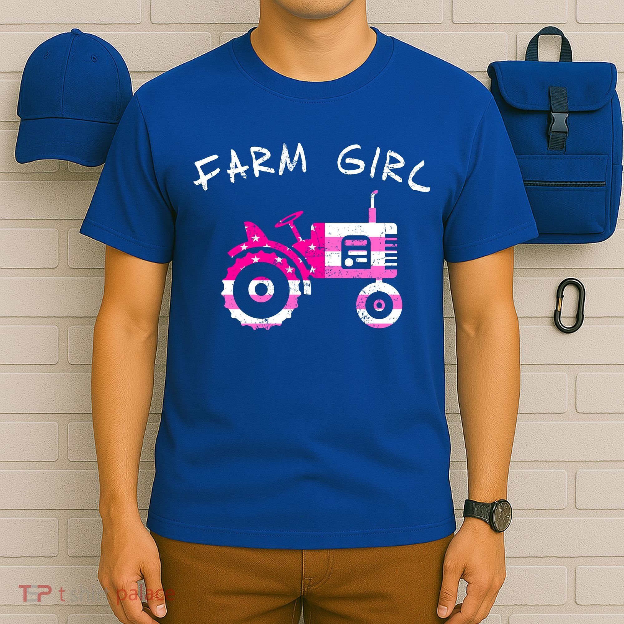 Farm Girl Pink Vintage Tractor Cool Gift Womens Gift T-Shirt