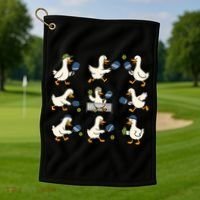 Funny Goose Pickleball Cute Gift Golf Towel thumb 1