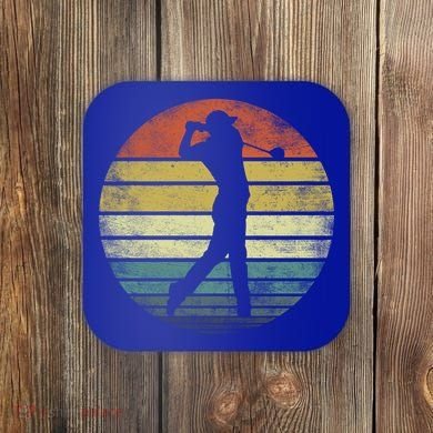 Funny Golf Player Gift Funny Golfer Retro Vintage Style Coach Gift Coaster