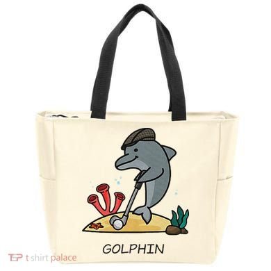 Funny Golphin Quote Golf Cool Dolphin Tote Bag