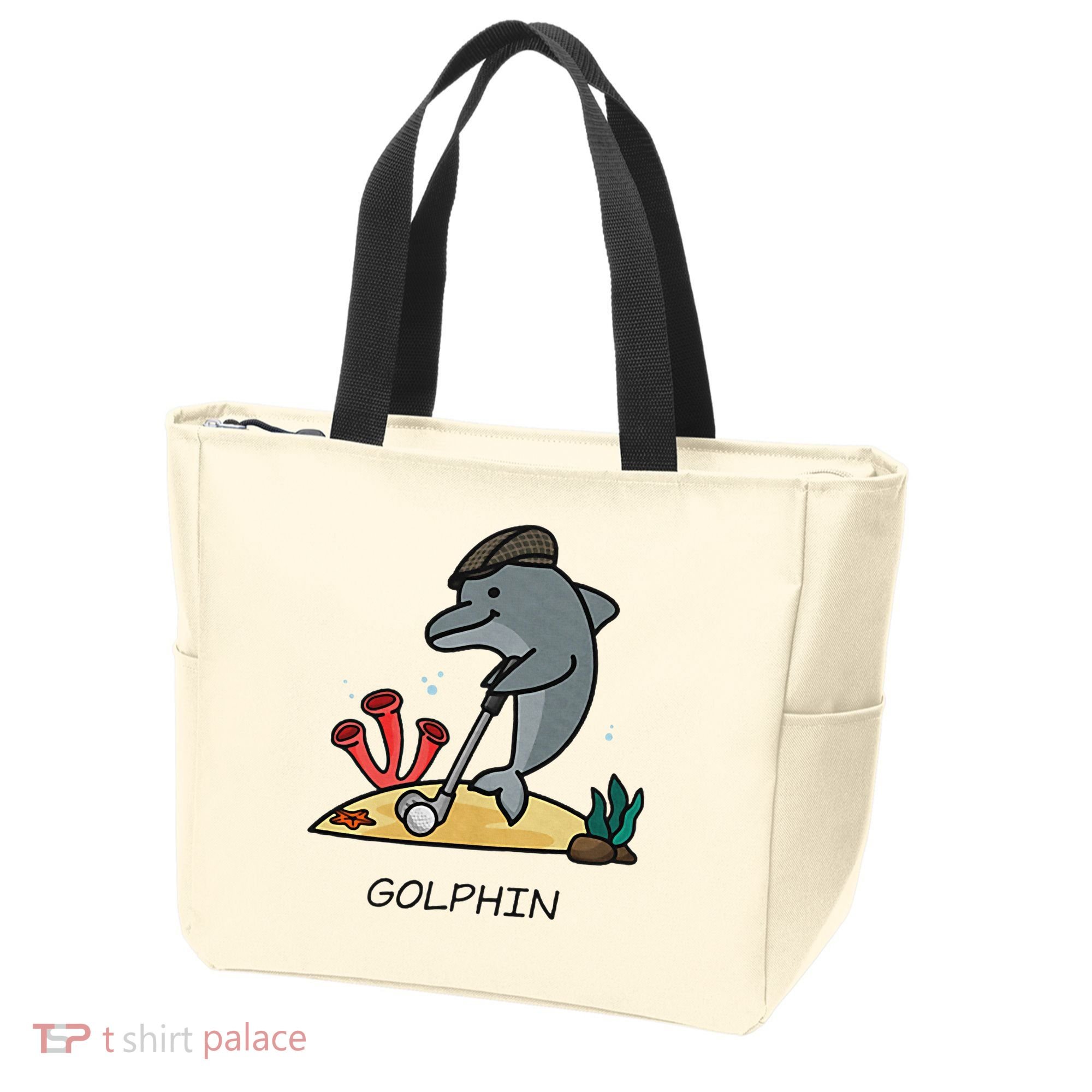 Funny Golphin Quote Golf Cool Dolphin Tote Bag
