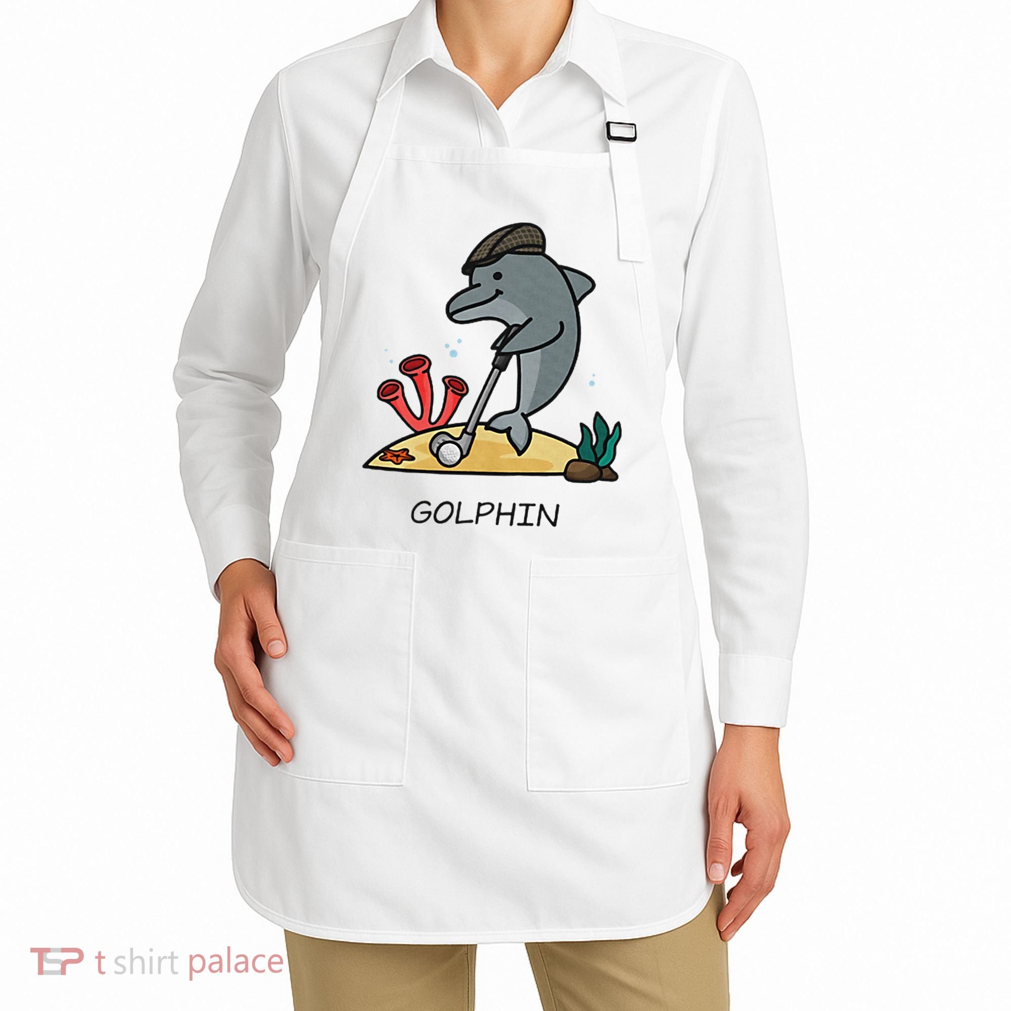 Funny Golphin Quote Golf Cool Dolphin Apron