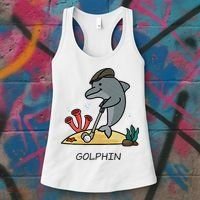 Funny Golphin Quote Golf Cool Dolphin Women's Tank Top thumb 3