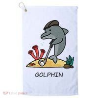 Funny Golphin Quote Golf Cool Dolphin Golf Towel thumb 0