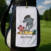 Funny Golphin Quote Golf Cool Dolphin Golf Towel thumb 2