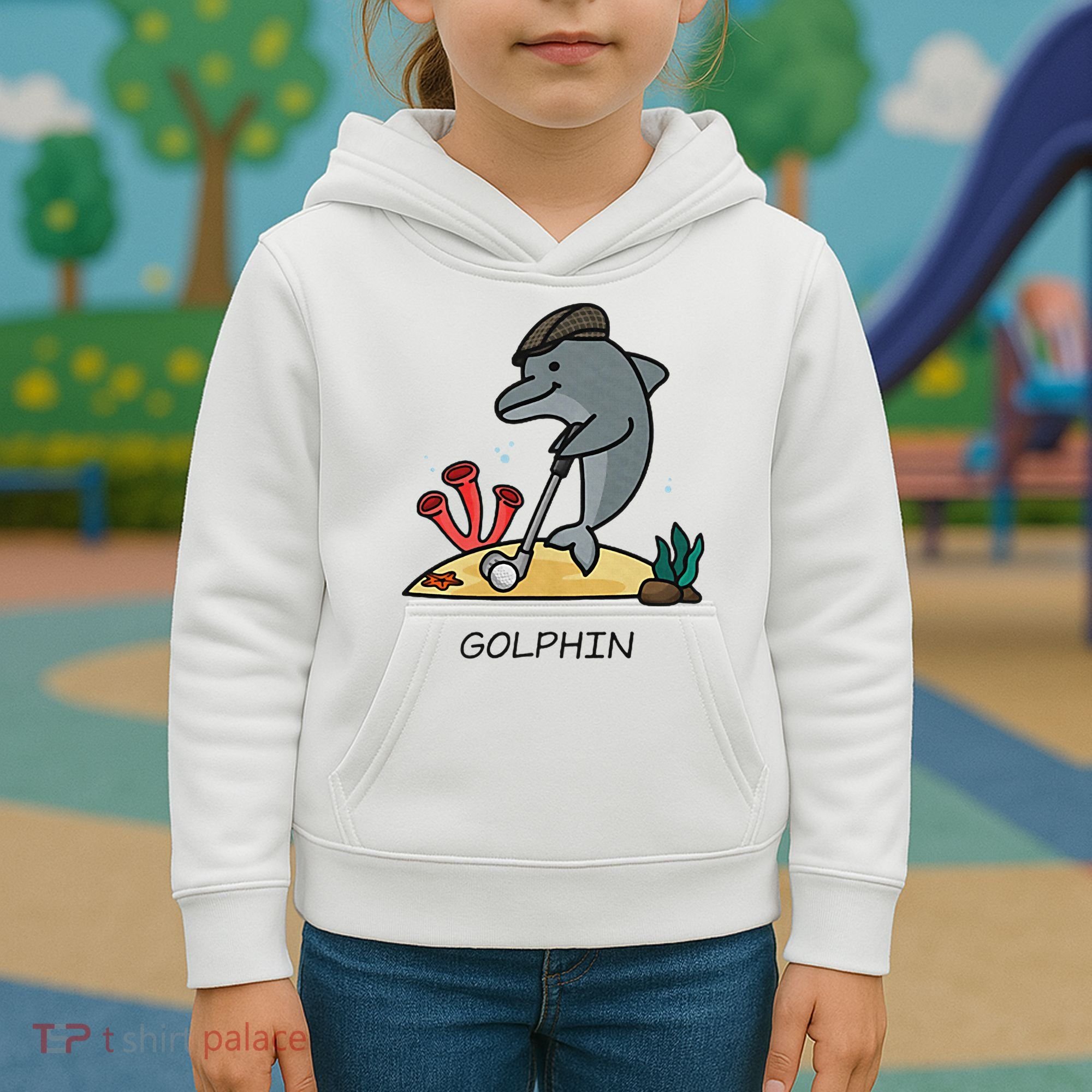 Funny Golphin Quote Golf Cool Dolphin Kids Hoodie