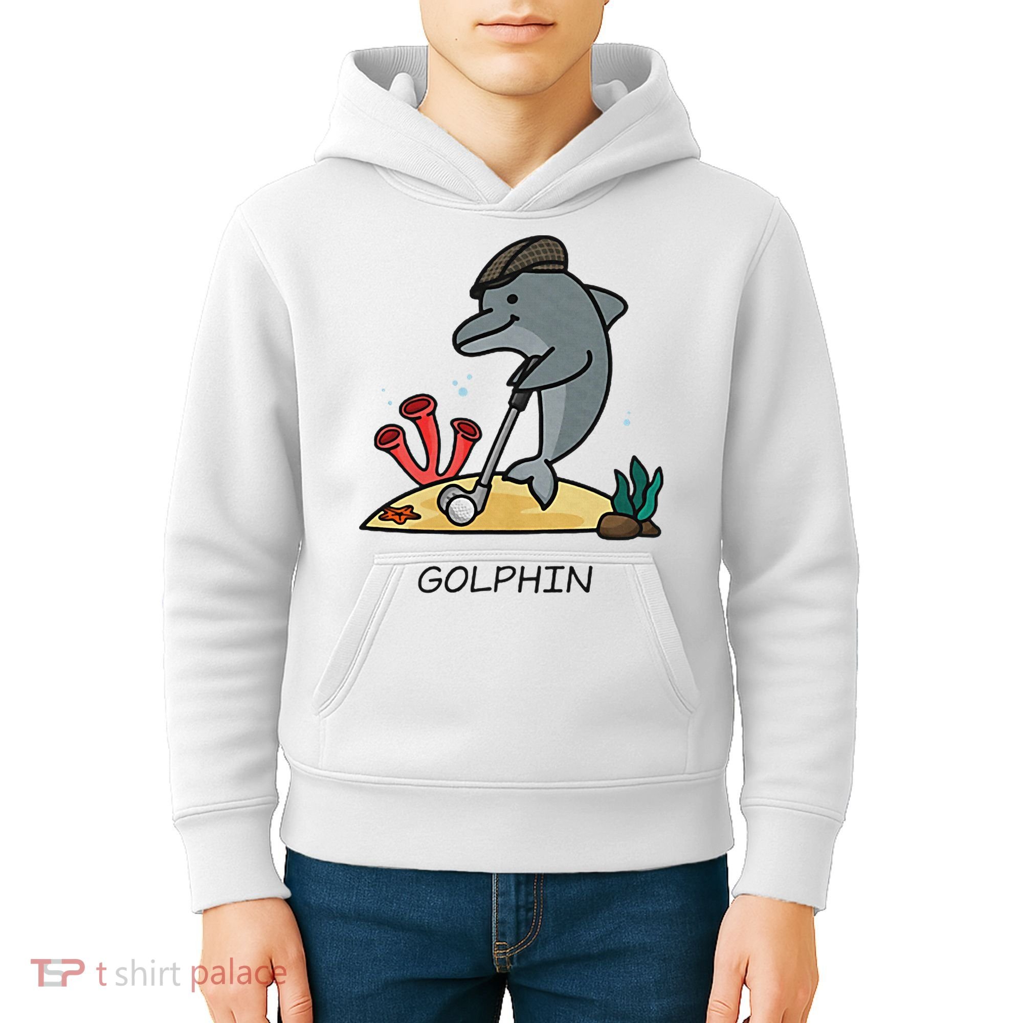 Funny Golphin Quote Golf Cool Dolphin Kids Hoodie