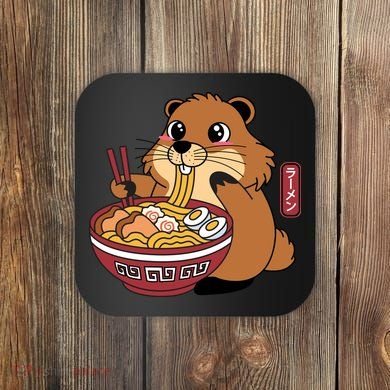 Funny Groundhog Ramen Noodles Coaster