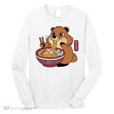 Funny Groundhog Ramen Noodles Long Sleeve Shirt