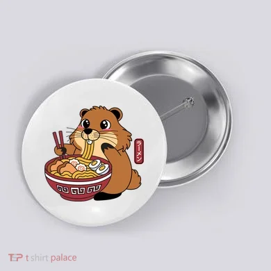 Funny Groundhog Ramen Noodles Button