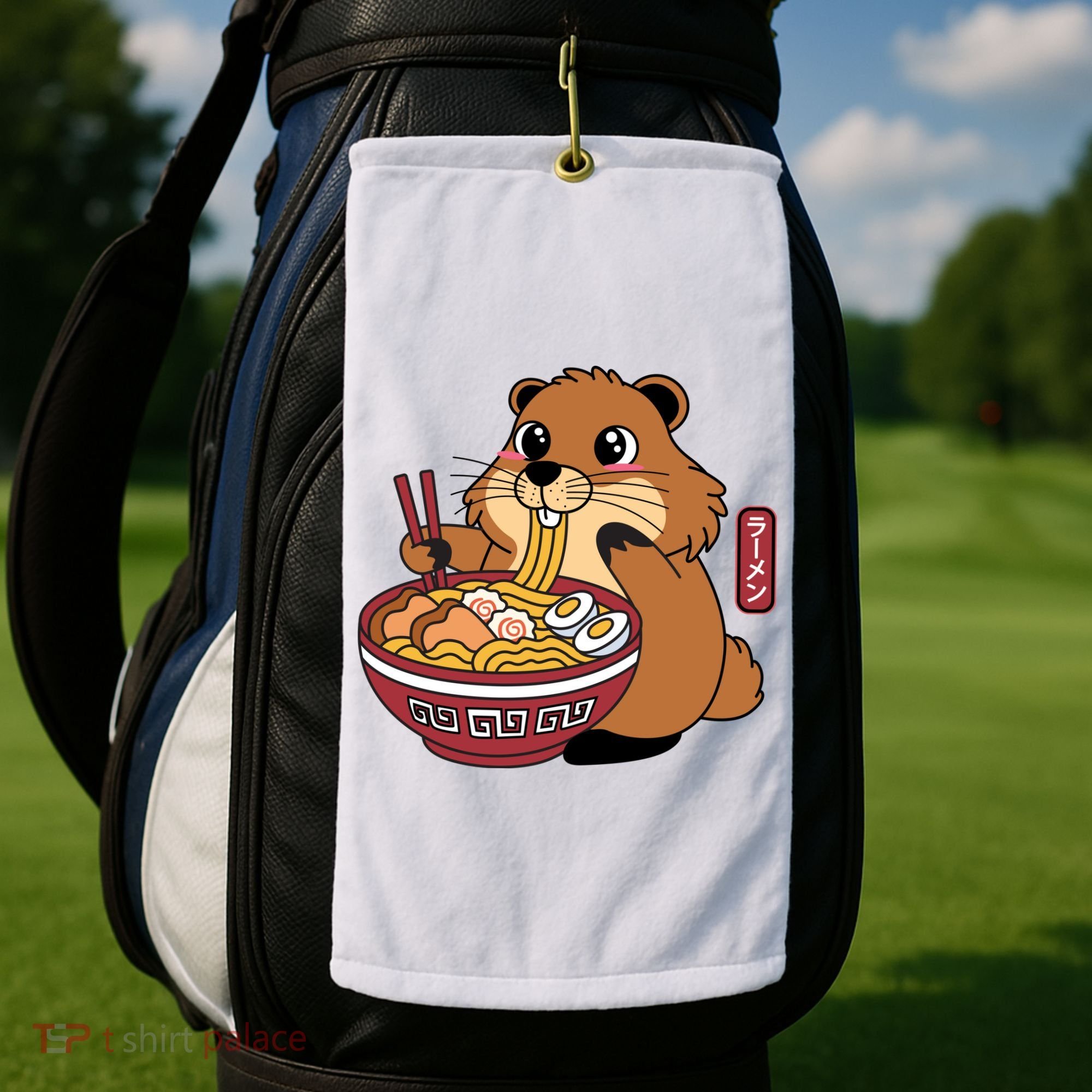Funny Groundhog Ramen Noodles Golf Towel