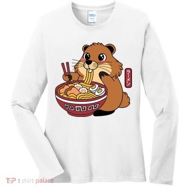 Funny Groundhog Ramen Noodles Women's Long Sleeve Shirt