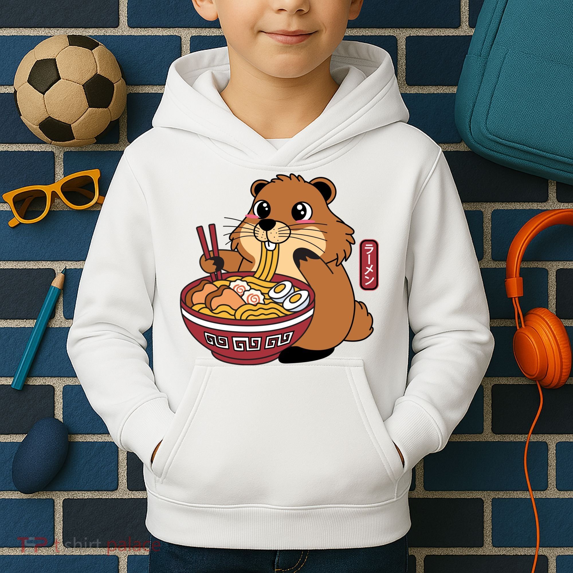 Funny Groundhog Ramen Noodles Kids Hoodie