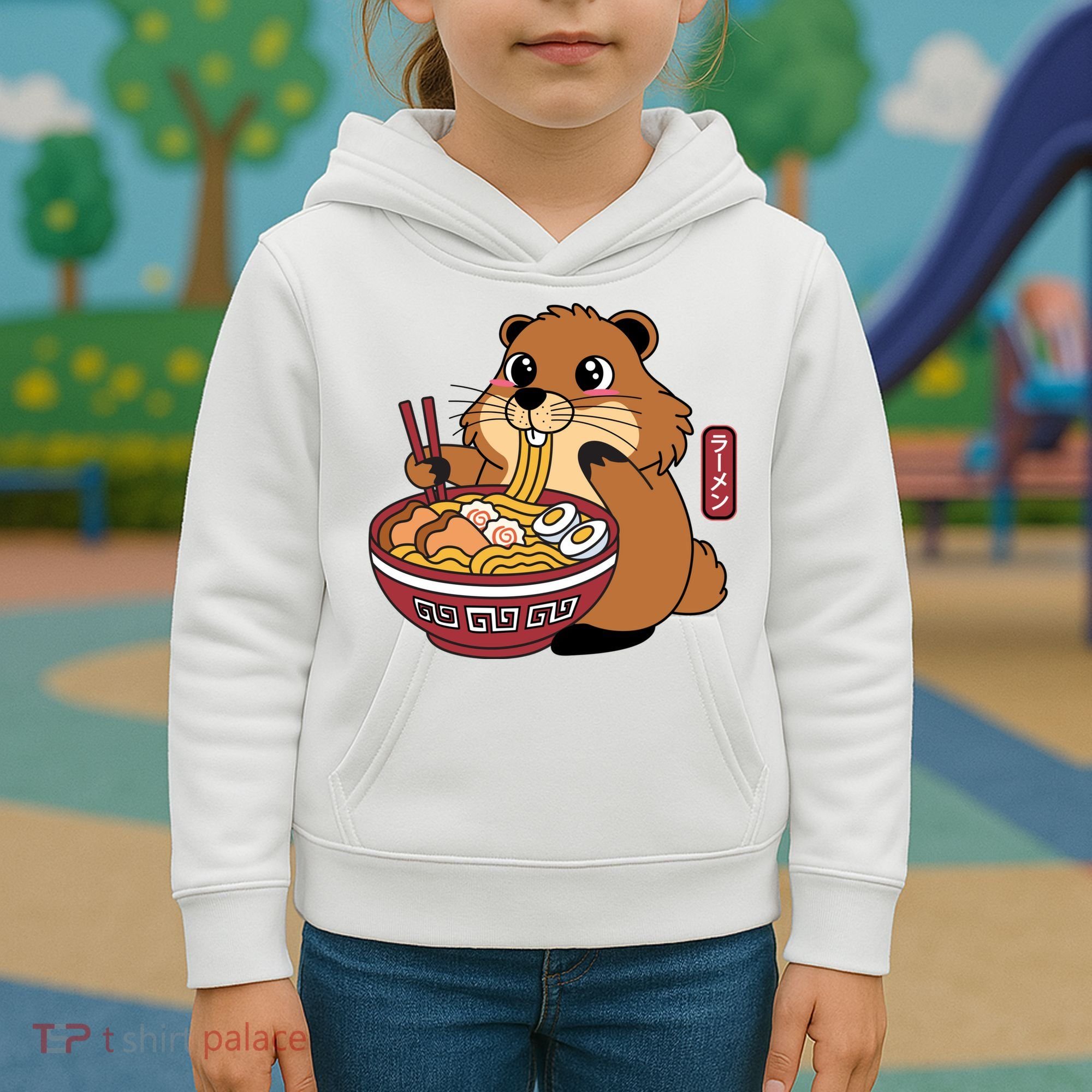 Funny Groundhog Ramen Noodles Kids Hoodie