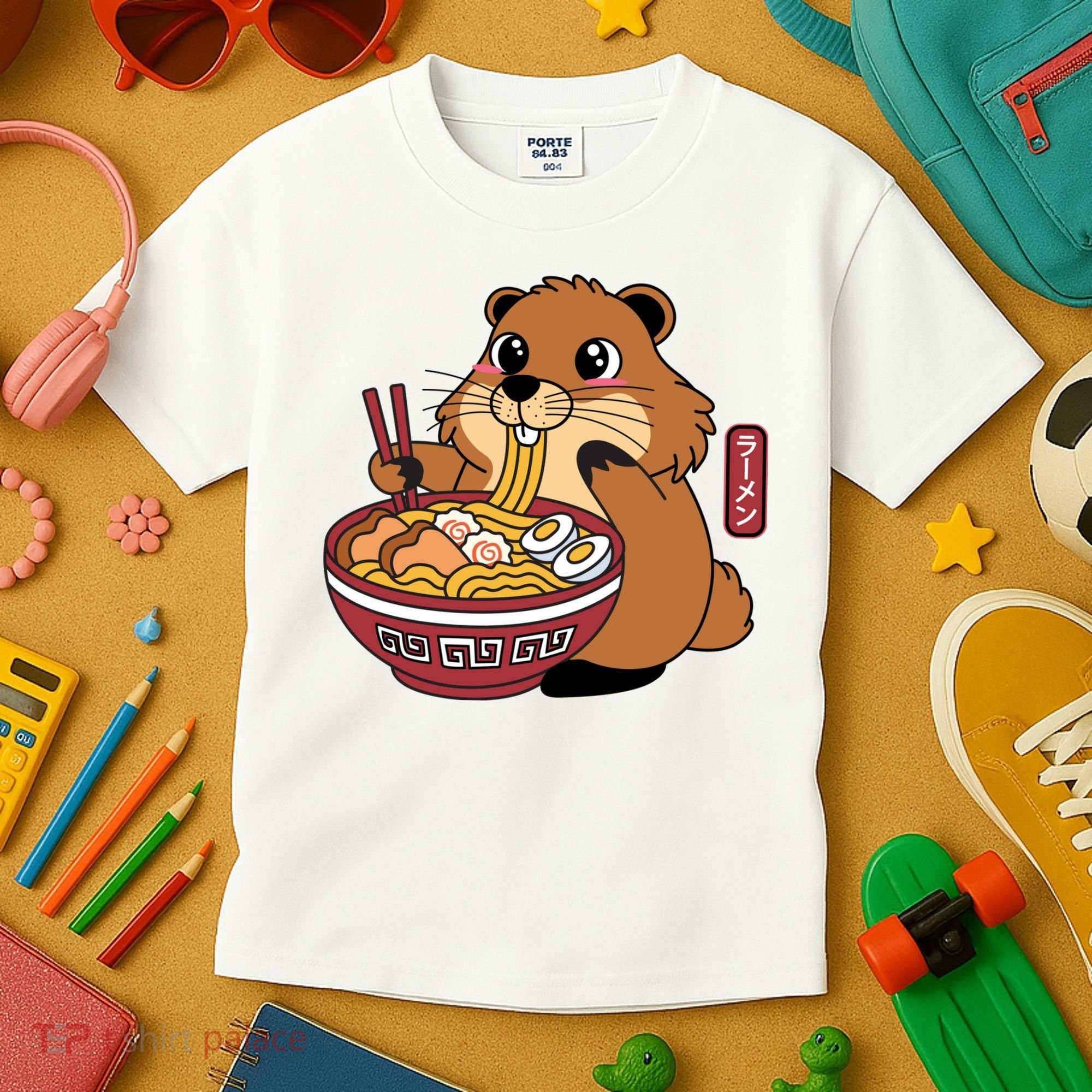 Funny Groundhog Ramen Noodles Kids T-Shirt