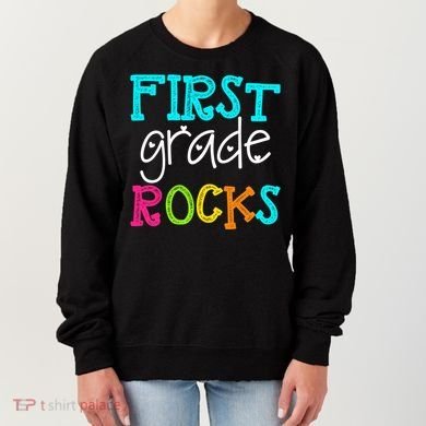 First Grade Rocks Cool Gift Team 1St Grade Teacher Funny Gift Women's Sweatshirt