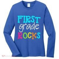 First Grade Rocks Cool Gift Team 1St Grade Teacher Funny Gift Women's Long Sleeve Shirt thumb 0