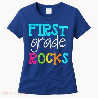 First Grade Rocks Cool Gift Team 1St Grade Teacher Funny Gift Women's T-Shirt