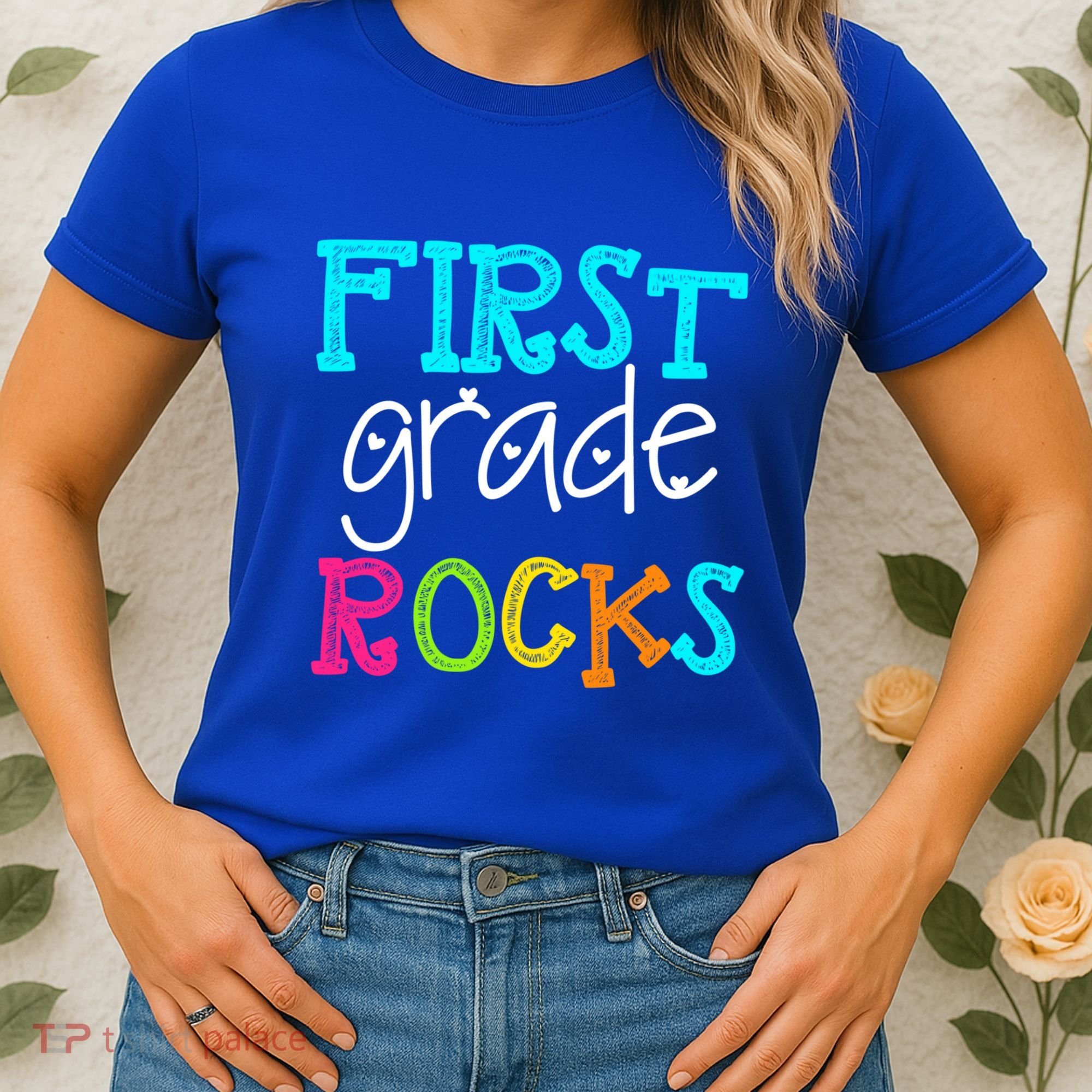 First Grade Rocks Cool Gift Team 1St Grade Teacher Funny Gift Women's T-Shirt