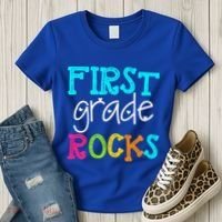 First Grade Rocks Cool Gift Team 1St Grade Teacher Funny Gift Women's T-Shirt thumb 3