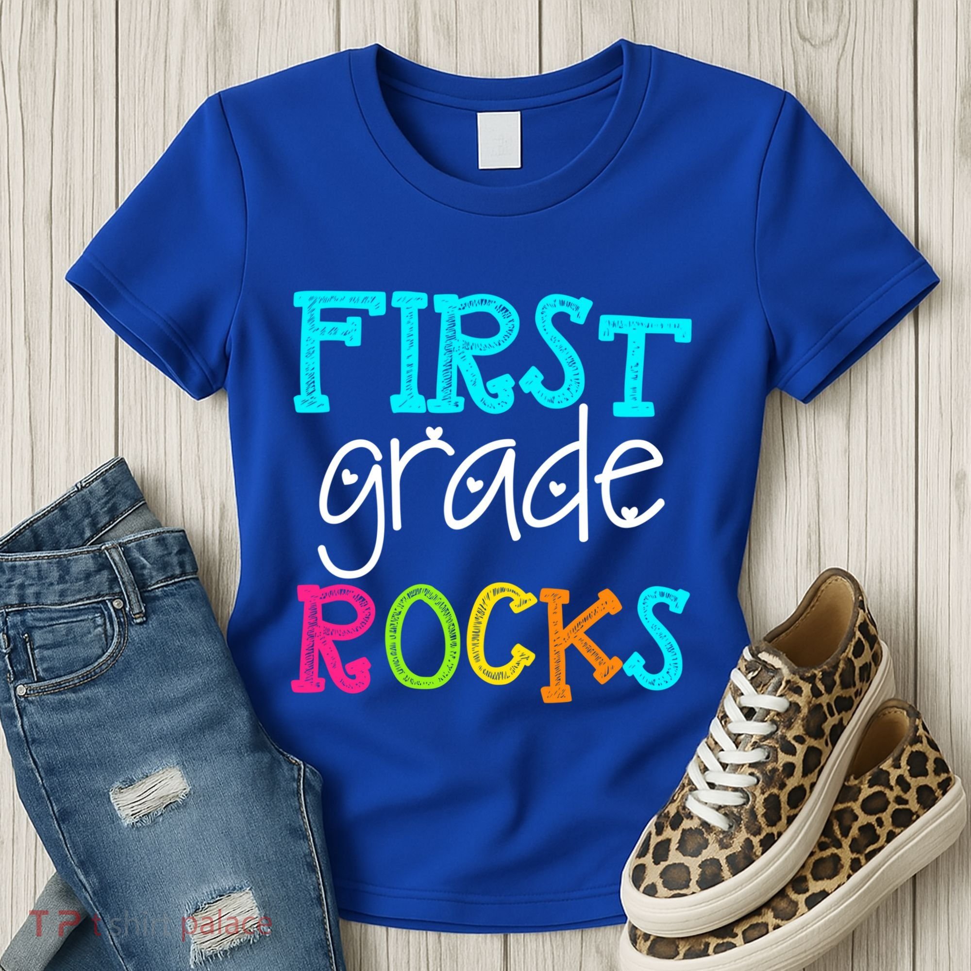 First Grade Rocks Cool Gift Team 1St Grade Teacher Funny Gift Women's T-Shirt