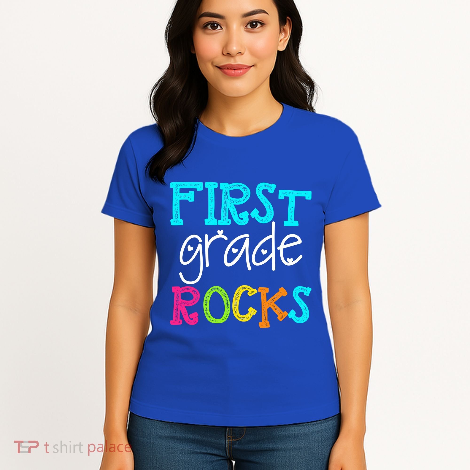 First Grade Rocks Cool Gift Team 1St Grade Teacher Funny Gift Women's T-Shirt